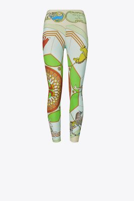 Tory Sport Full Length Weightless Printed Leggings In Blue Carousel Scarf