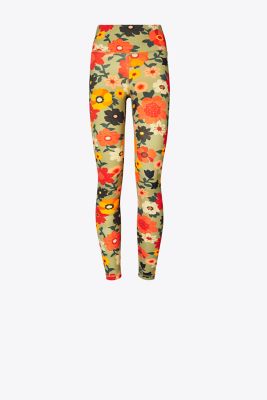 Tory Sport Tory Burch Weightless Printed 7/8 Legging In Red Meadow Bloom Large