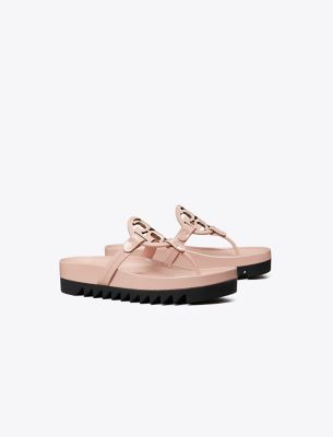 Tory Burch Miller Cloud Lug Sandal In Pink Brick/perfect Black