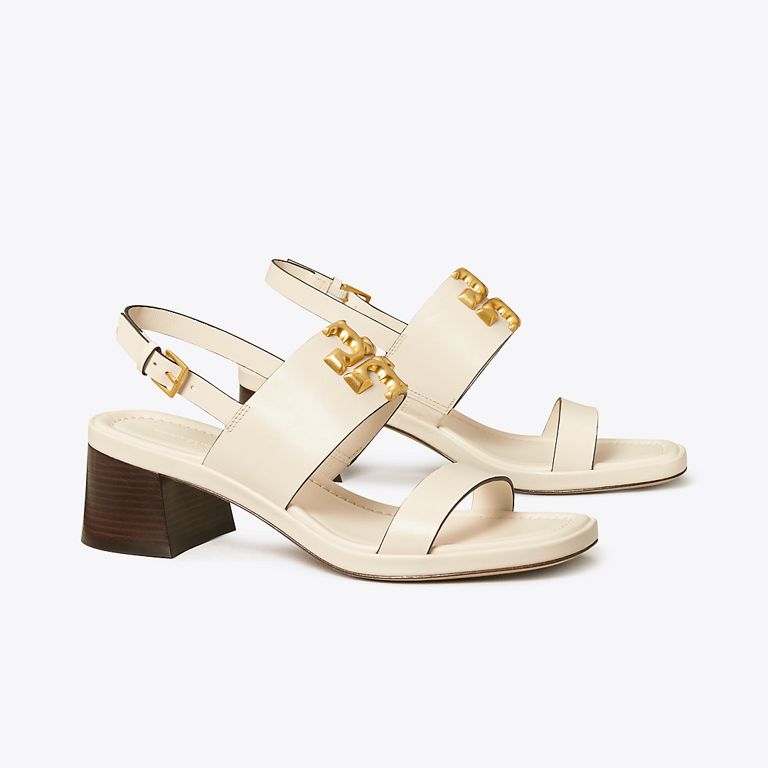 Tory Burch Eleanor Two-band Medallion Slingback Sandals In New Ivory |  ModeSens