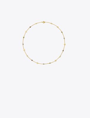 Tory Burch Kira Pearl Delicate Necklace In Tory Gold/multi