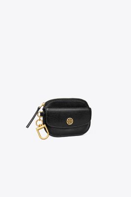 Tory Burch Robinson Card Case Key Ring In Black