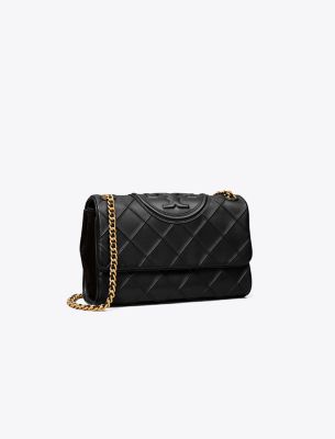 Tory Burch Soft Leather Shoulder Bag With Chain-link Strap In Black