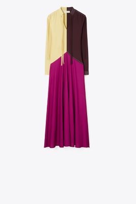 Tory Burch Colorblock Crepe Jersey Dress In Natural Straw | ModeSens