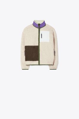 Tory Sport Tory Burch High-pile Fleece Reflective Jacket In Roast ...