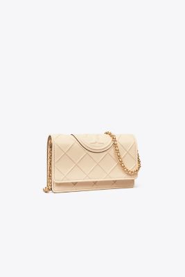 Tory Burch Fleming Soft Chain Wallet In Neutrals