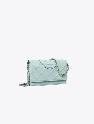 Tory Burch Fleming Soft Chain Wallet In Geyser