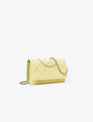 Tory Burch Fleming Soft Chain Wallet In Lemon Zest