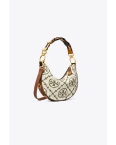 T Monogram Grommet Mini Crescent Bag