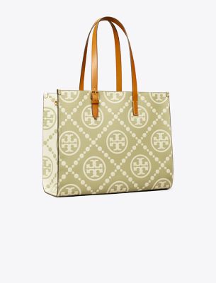 Tory Burch T Monogram Contrast Embossed Tote In Olive Sprig