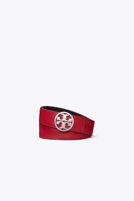 Tory Burch 1.5" Miller Reversible Belt In Tory Red/tory Navy/silver