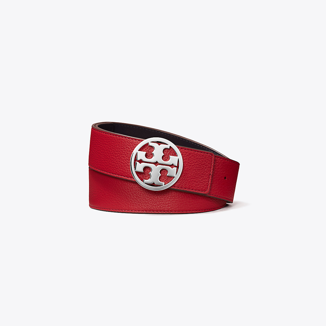 Tory Burch 1.5" Miller Reversible Belt In Tory Red/tory Navy/silver