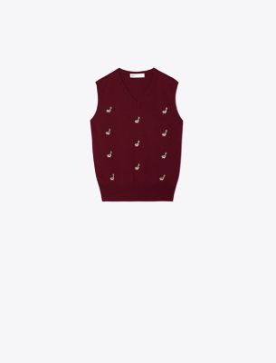 Tory Sport Tory Burch Cashmere V-neck Sweater Vest In Winetasting
