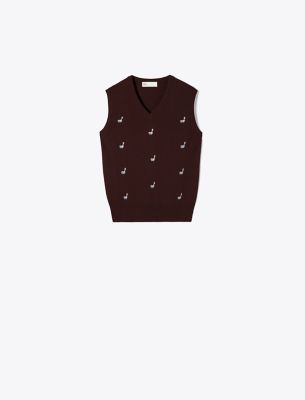 Tory Burch Cashmere Birdie Sweater Vest In Brown