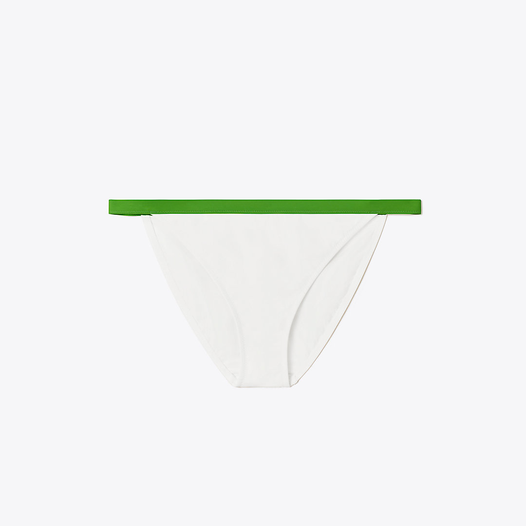Tory Burch Colorblock Bikini Bottom In White/green Clover