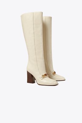 Tory Burch Perrine Tall Leather Knee-high Boot In New Ivory