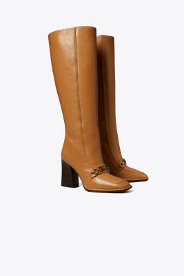 Tory Burch Perrine Tall Leather Knee-high Boot In Caramel Corn