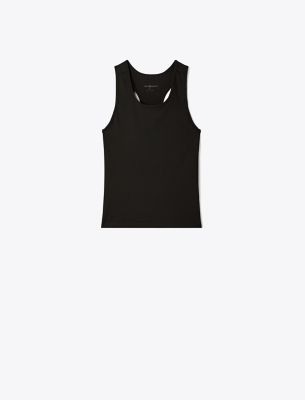 Tory Burch Contrast Strap Tennis Tank In Black