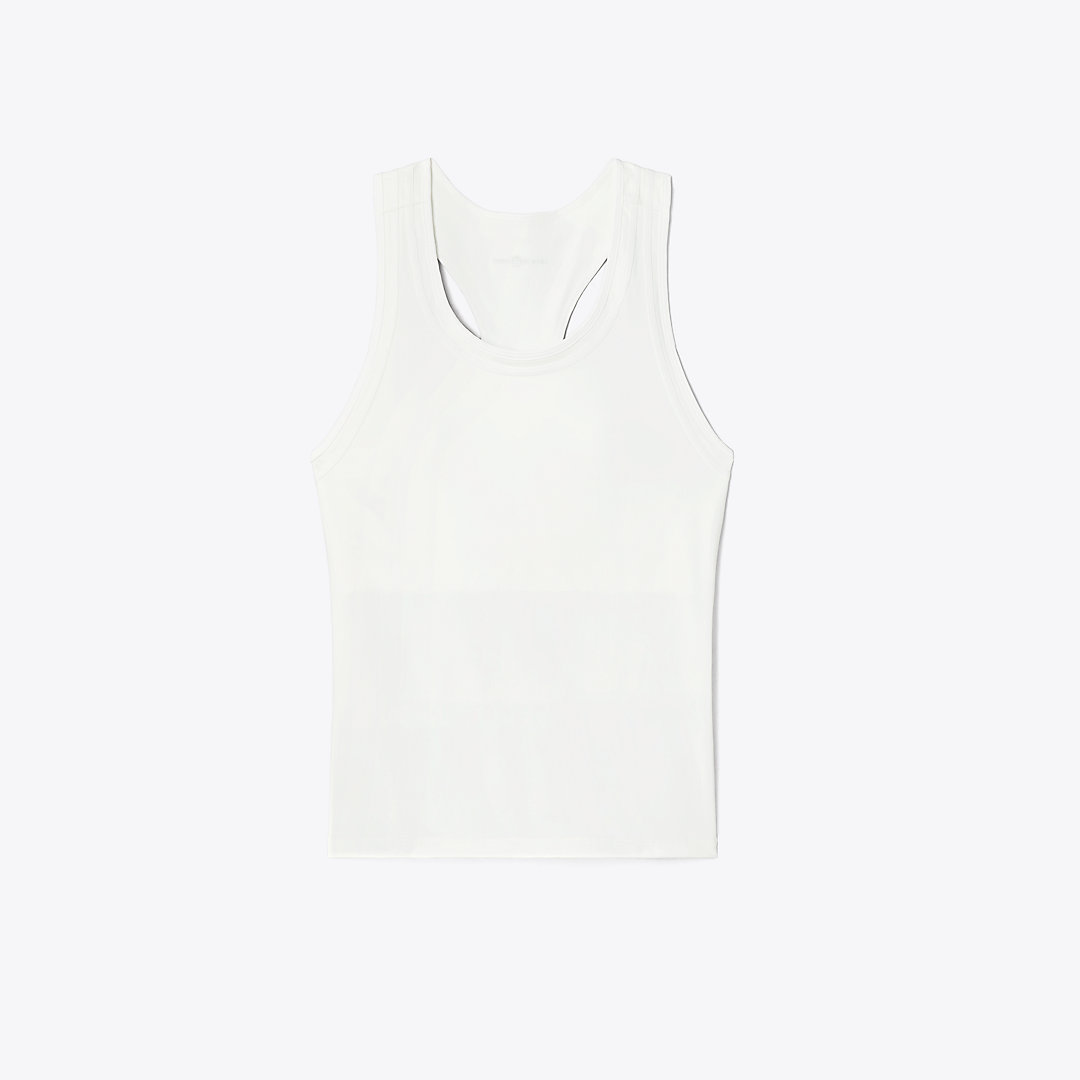 Tory Sport Tory Burch Contrast Strap Tennis Tank In Snow White