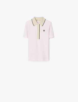 Tory Sport Tory Burch Vintage Collar Piqué Polo In Cotton Pink