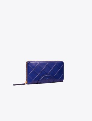 Tory Burch Fleming Soft Zip Continental Wallet In Navy Day