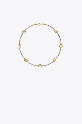 Shop Tory Burch Miller Pavé Necklace In Tory Gold/crystal
