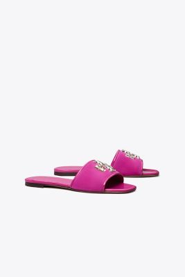 Shop Tory Burch Eleanor Suede Slide In Fuchsia