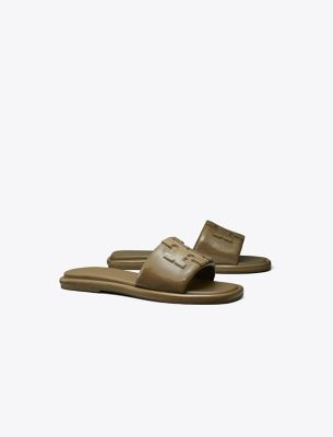 Tory Burch Double T Burch Slide In Toasted Sesame