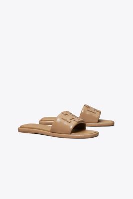 Tory Burch Double T Burch Slide In Almond Flour