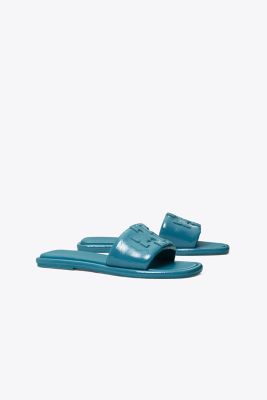 Tory Burch Women's Double T Sport Slide Sandals In Brisk Blue