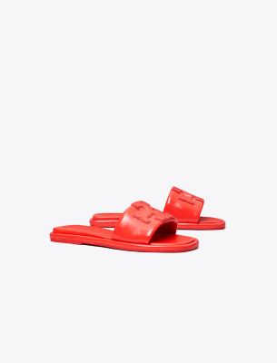 Tory Burch Double T Burch Slide In New Poppy