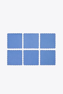 Tory Burch Scalloped Cocktail Linen Napkin, Set Of 6 In High Tide