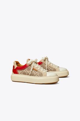Tory Burch T Monogram Ladybug Sneakers In Hazel T Monogram/tory Red/calcare