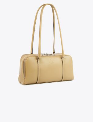 Tory Burch Small Marshmallow Satchel In Ash Green/classic Brown