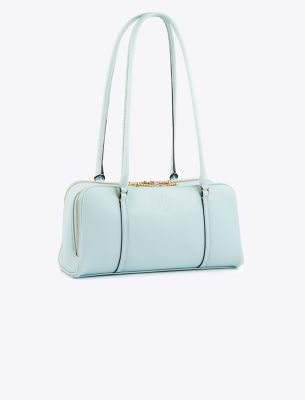 Shop Tory Burch Small Marshmallow Satchel In Sea Bubble/ginger Shortbread