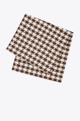 Tory Burch Gingham 70" Square Tablecloth In Brown