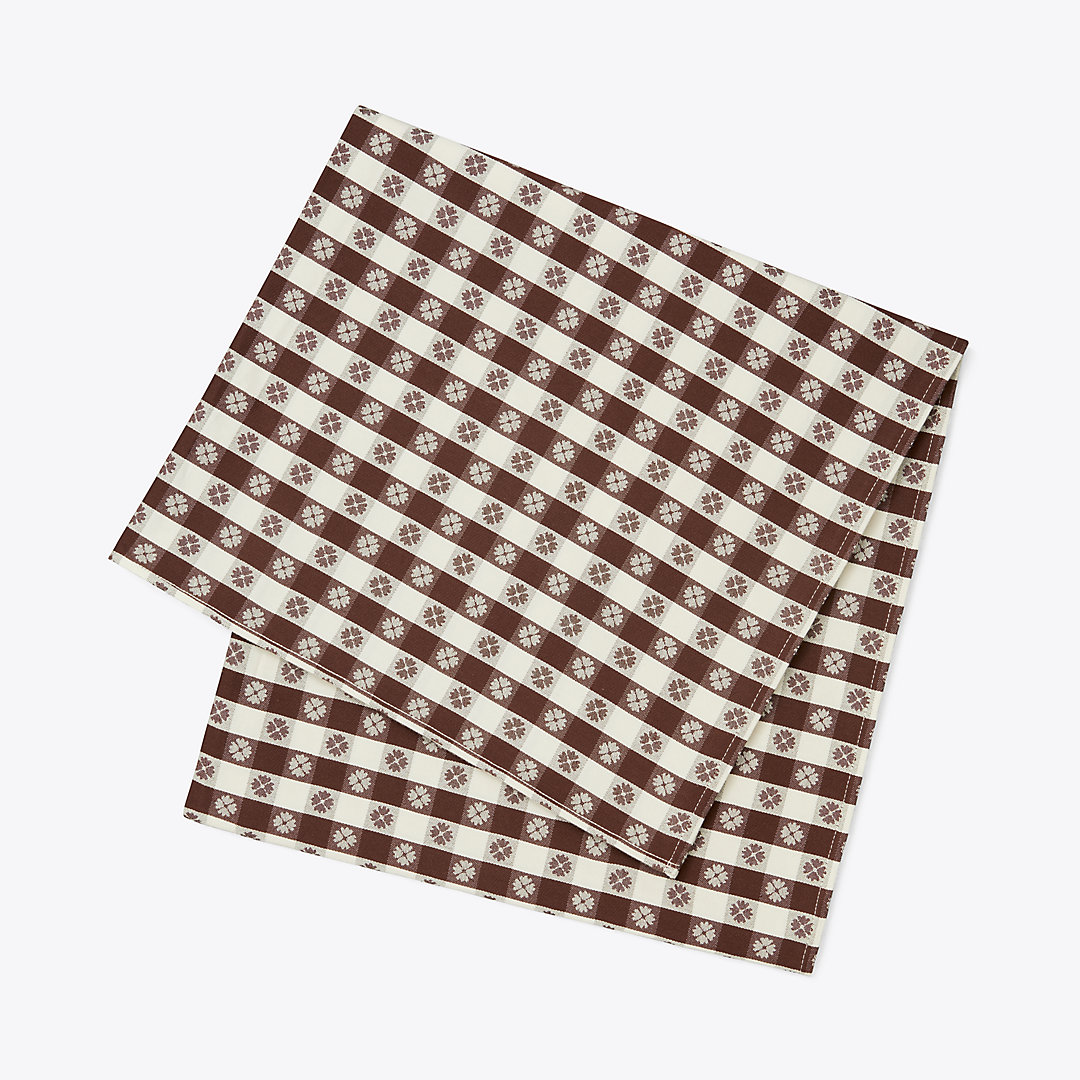 Tory Burch Gingham 70" Square Tablecloth In Brown