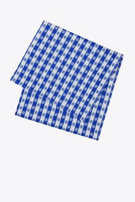 Tory Burch Gingham 70" Square Tablecloth In Blue