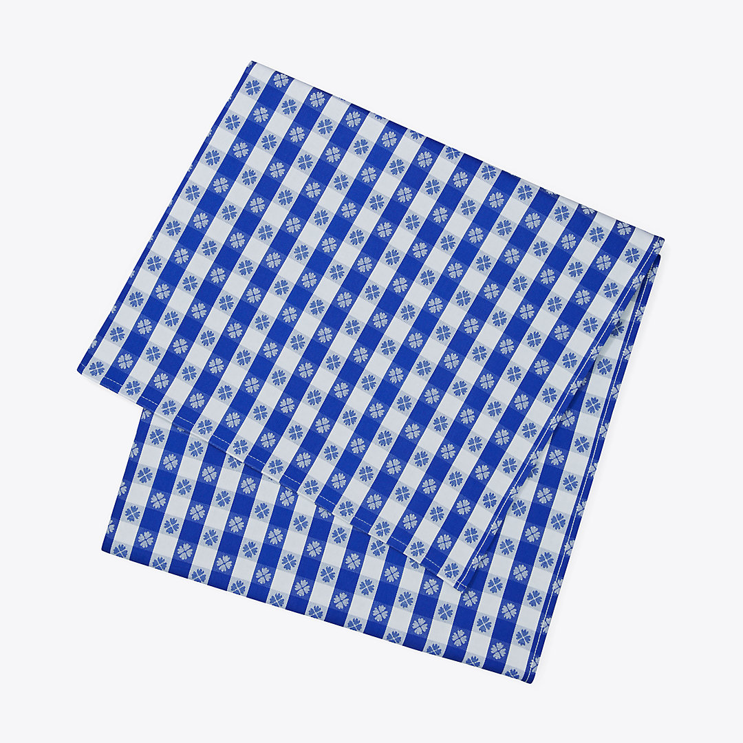 Tory Burch Gingham 70" Square Tablecloth In Blue