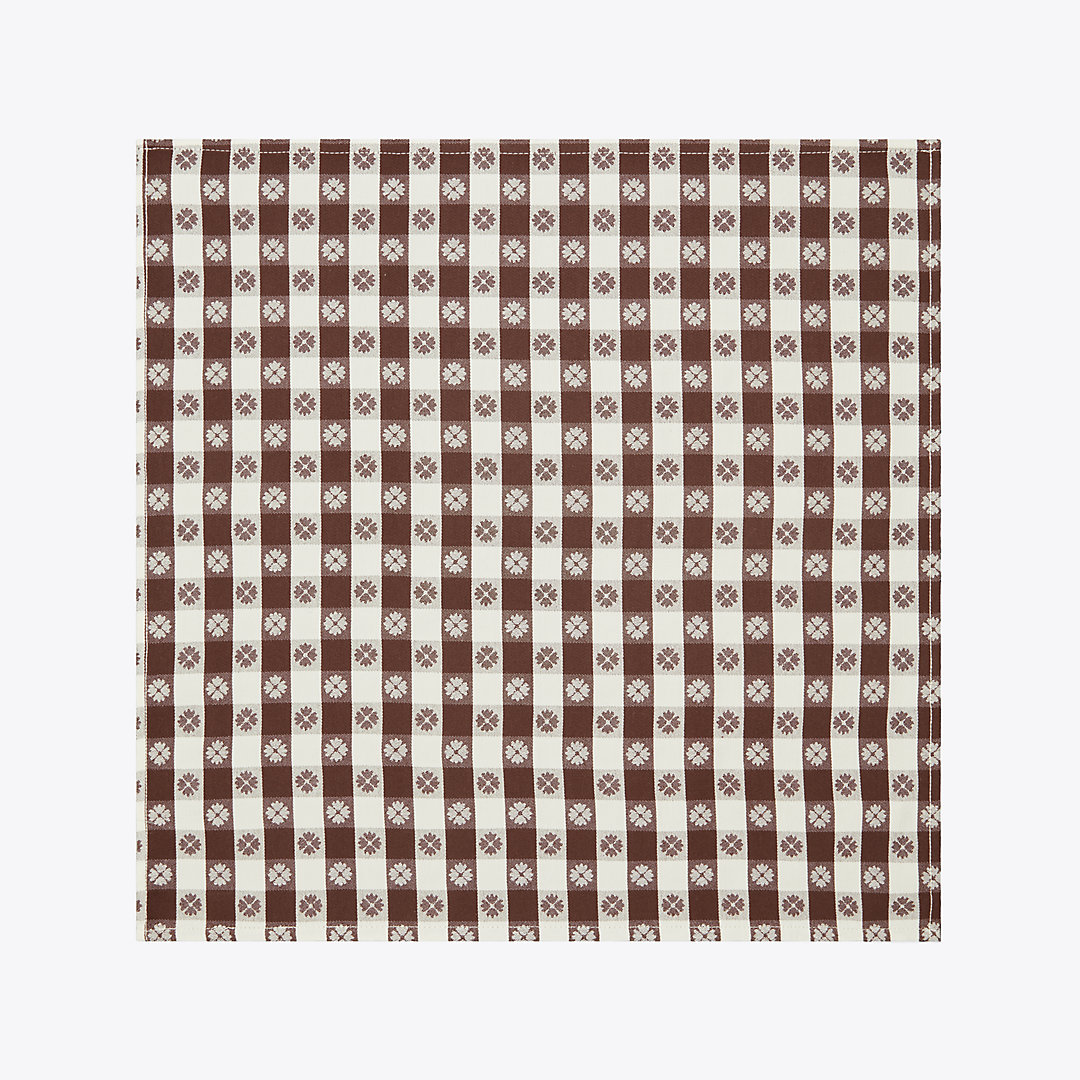 Tory Burch Gingham Dinner Napkin, Set Of 4 In Brown
