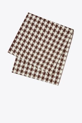 Tory Burch Gingham 120x70 Tablecloth In Brown