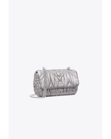 Mini Kira Metallic Diamond Ruched Flap Bag