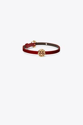 Tory Burch Miller Leather Bracelet In Tory Gold/tory Red