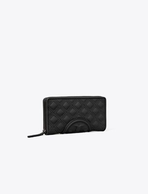 Tory Burch Fleming Soft Matte Zip Continental Wallet In Black/black