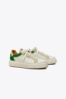 Tory Burch Ladybug Low-top Sneakers In White/cream/green Ray