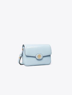 Tory Burch Robinson Spazzolato Convertible Shoulder Bag In Pale Lapis
