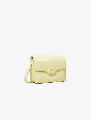 Tory Burch Robinson Spazzolato Convertible Shoulder Bag In Lemon