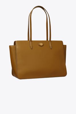 Tory Burch Robinson Pebbled Tote In Bistro Brown
