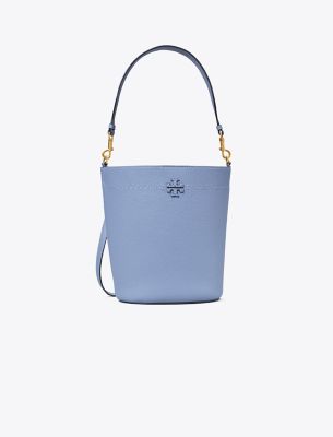 Tory Burch Mcgraw Leather Bucket Bag In Bluewood