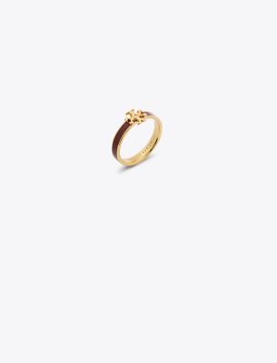 Shop Tory Burch Kira Enamel Ring In Tory Gold/burgundy